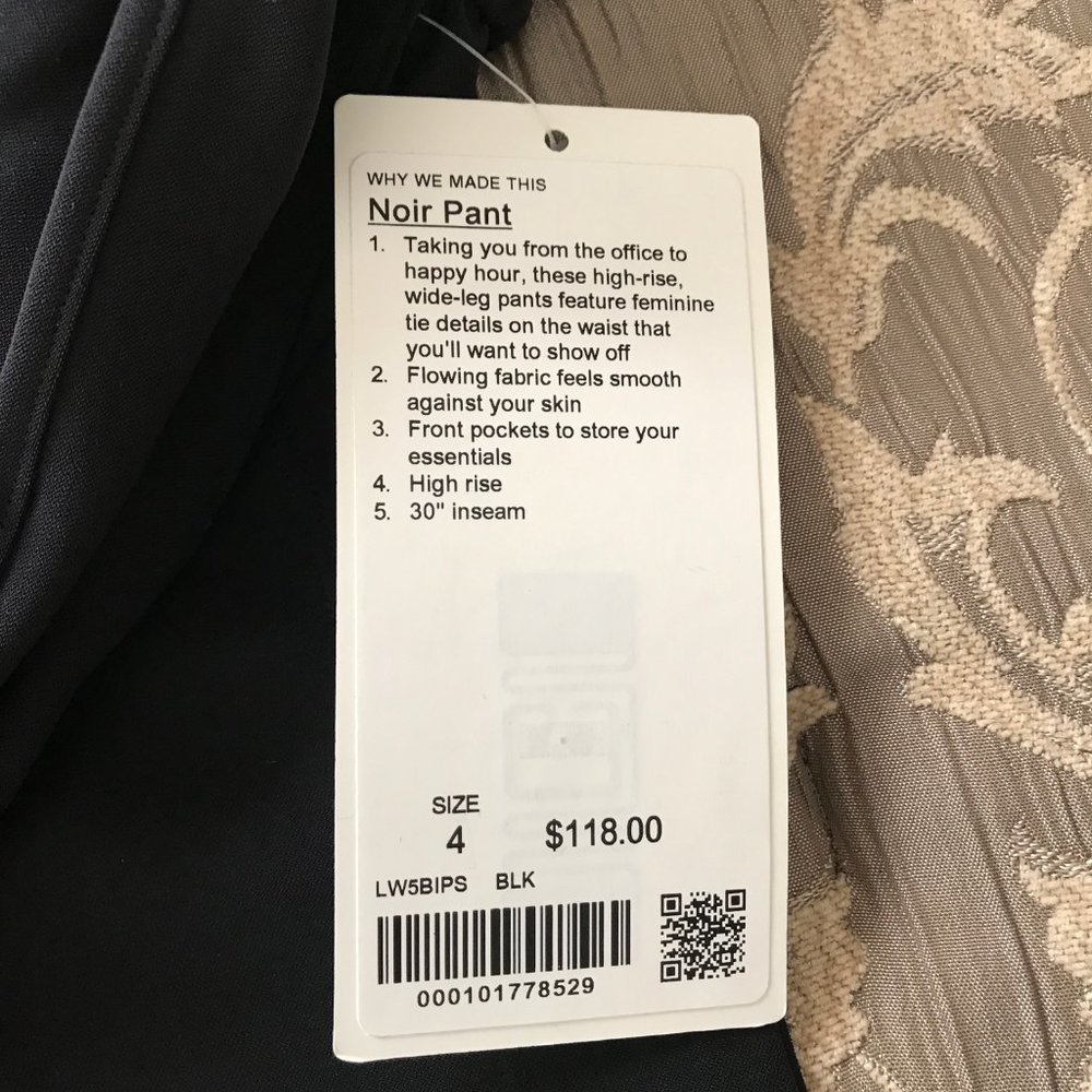 LULULEMON NOIR PANTS BLACK HIGH RISE WIDE LEG NWT - Picture 5 of 5